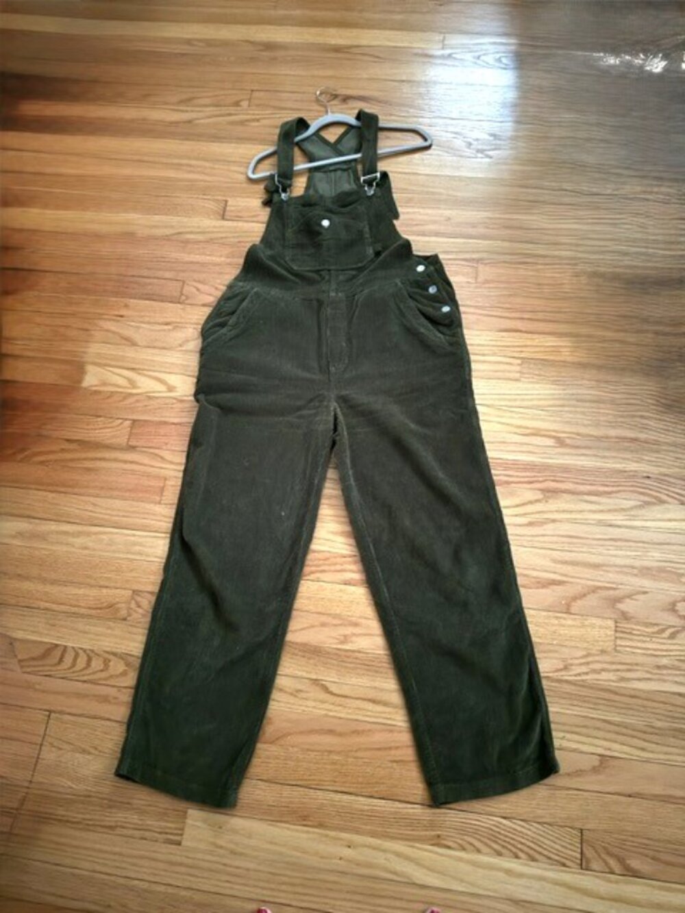 CONTEMPO CASUALS sage green corduroy overalls, L - Picture 2 of 2